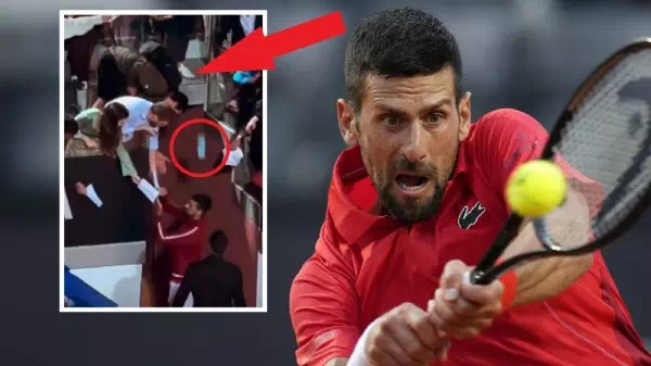 Gefährliche Szene   - Skandal! Djokovic von Flasche am Kopf getroffen