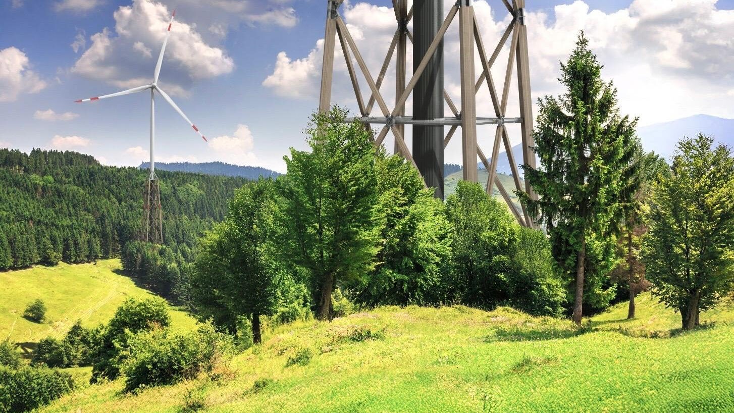 Nachhaltige Windkraft: Holzgerüst von Hasslacher